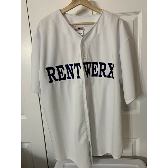Team Apparel Rentwerx Baseball Jersey White Blue Red Sz 2XL Brad No 37 - Picture 3 of 5